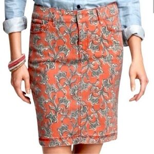 Anthropologie Pilcro and the Letterpress Orange and Gray Floral Pencil Skirt